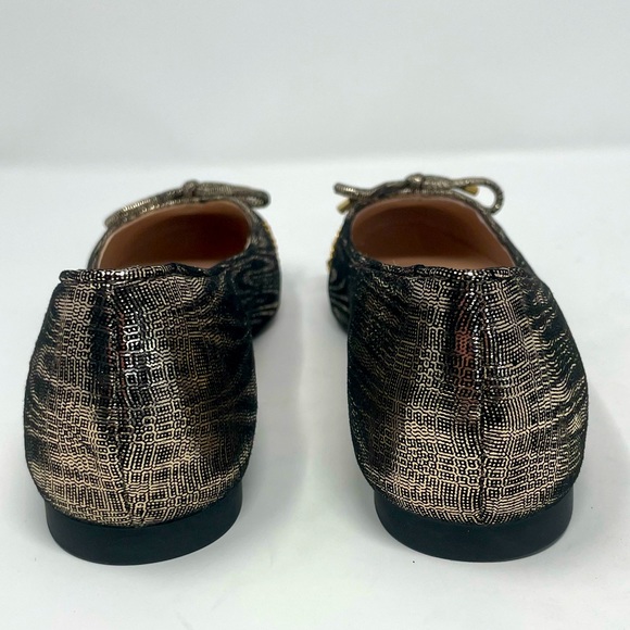 Stuart Weitzman Black and Gold Metallic Ballerina Flats - Picture 7 of 9